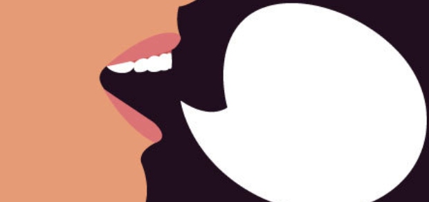 open mouth and speech bubble