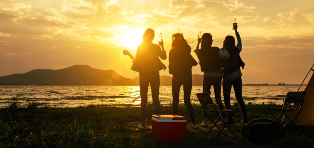 group of friends on a camping trip