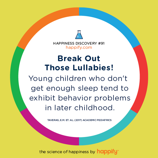 Break Out Those Lullabies! Young children who don't get enough sleep tend to exhibit behavior problems in later childhood. Taveras, E.M. et. al. (2017) Academic Pediatrics