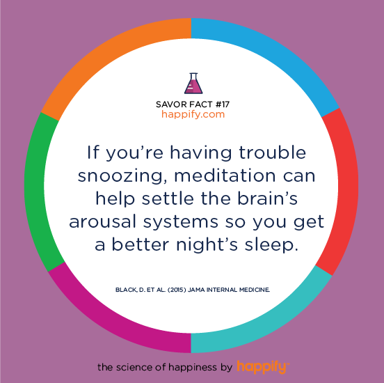 If you’re having trouble snoozing, meditation can help settle the brain’s arousal systems so you get a better night’s sleep. BLACK, D. ET AL. (2015) JAMA INTERNAL MEDICINE